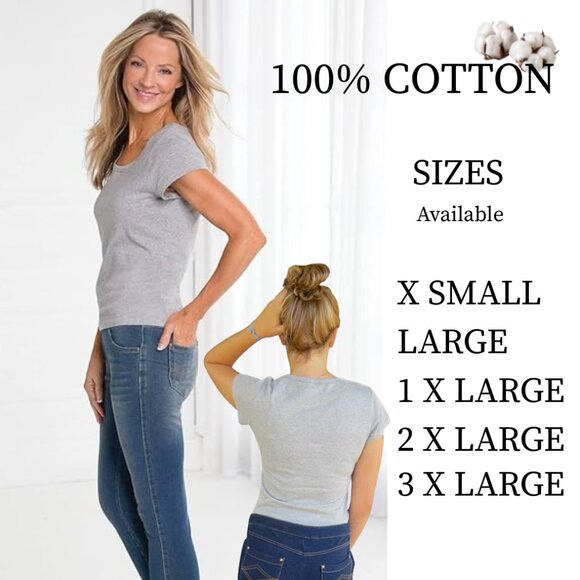 Gray T Shirts- NEW BULK Resellers Lot of 10 -100% Cotton - Super Soft - Women's - Picture 2 of 5